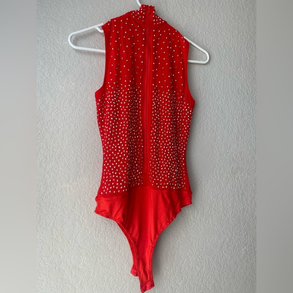Red bedazzled bodysuit from FashionNova - Picture 4 of 5